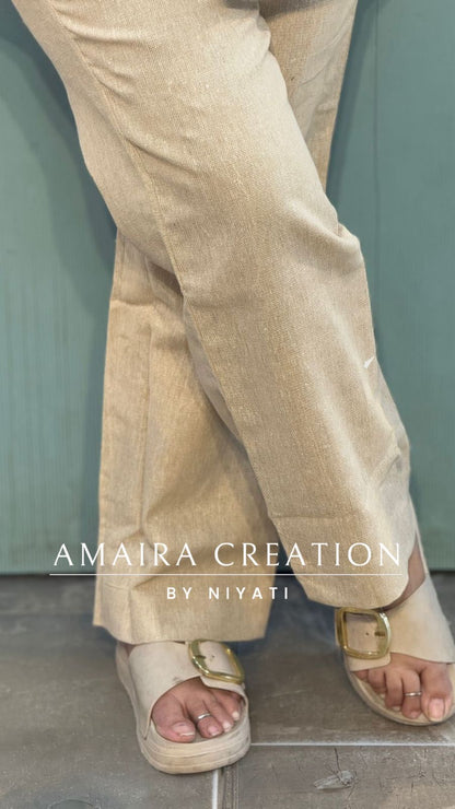 Jute Beige Color Cotton Coord Set