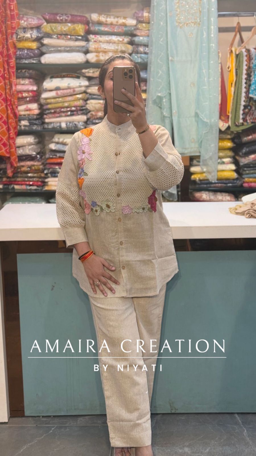 Jute Beige Color Cotton Coord Set