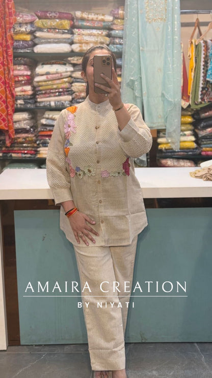 Jute Beige Color Cotton Coord Set
