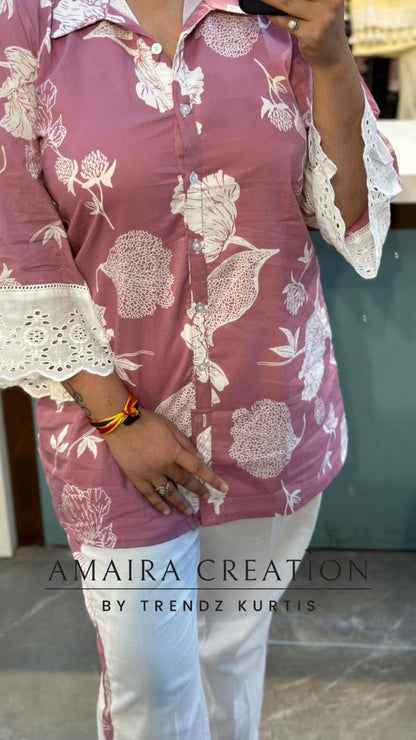 Designer Schiffli Detailing Cotton cord Set