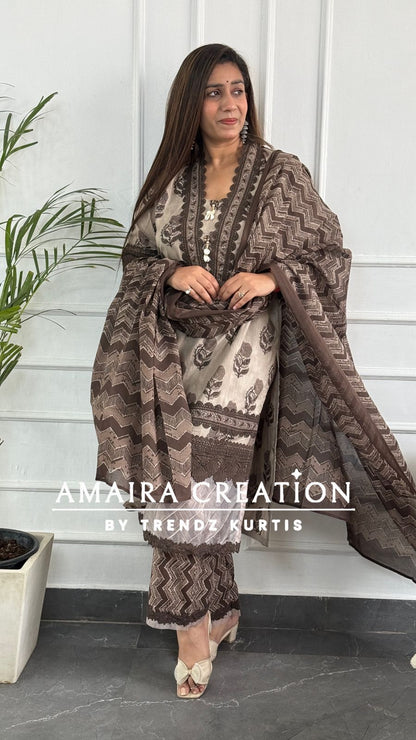 Brown Pakistani Cotton Suit
