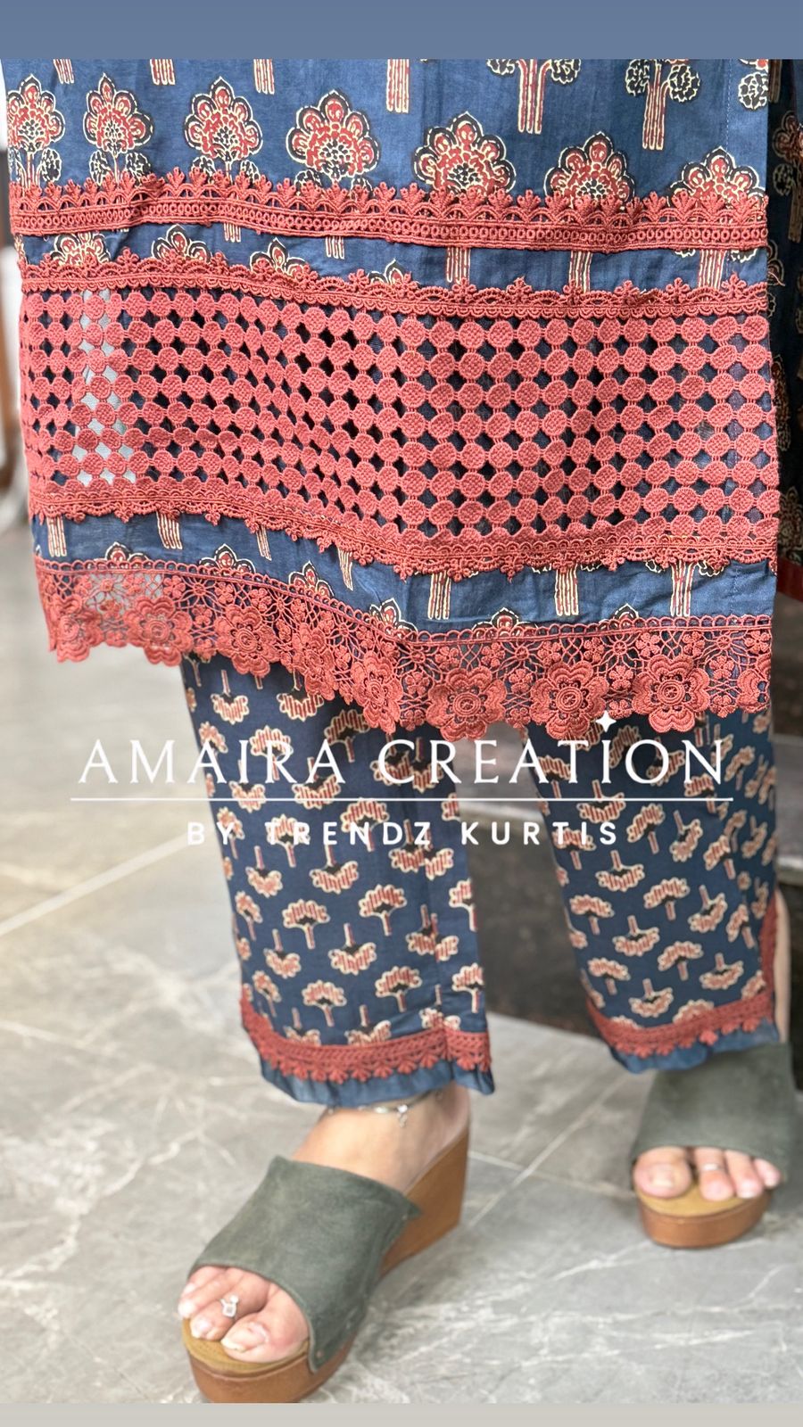 Cotton Print Pakistani Suit With Beautiful Detailing