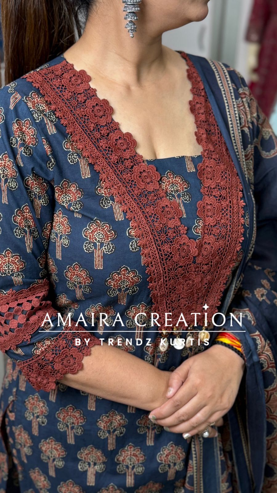 Cotton Print Pakistani Suit With Beautiful Detailing