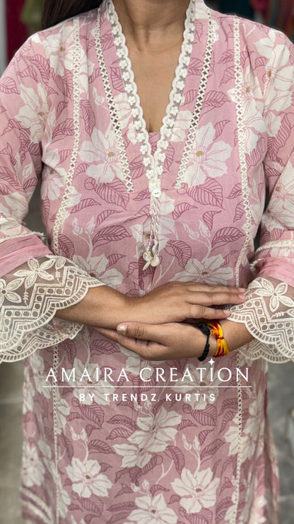 Peach Cotton Pakistani Set