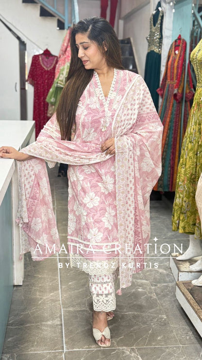 Peach Cotton Pakistani Set