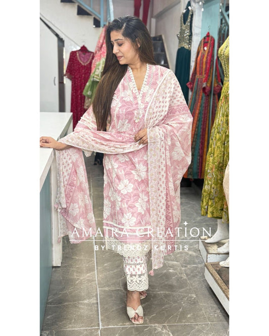 Peach Cotton Pakistani Set