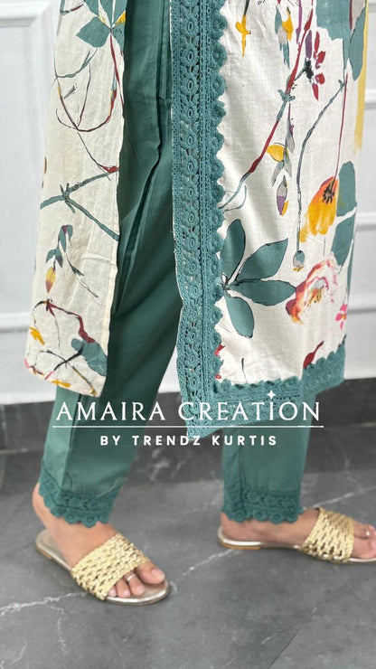 Sea Green Cotton Pakistani Suit