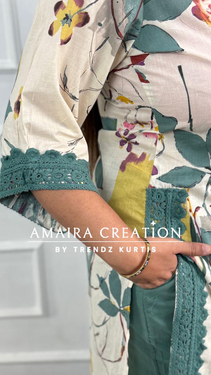 Sea Green Cotton Pakistani Suit