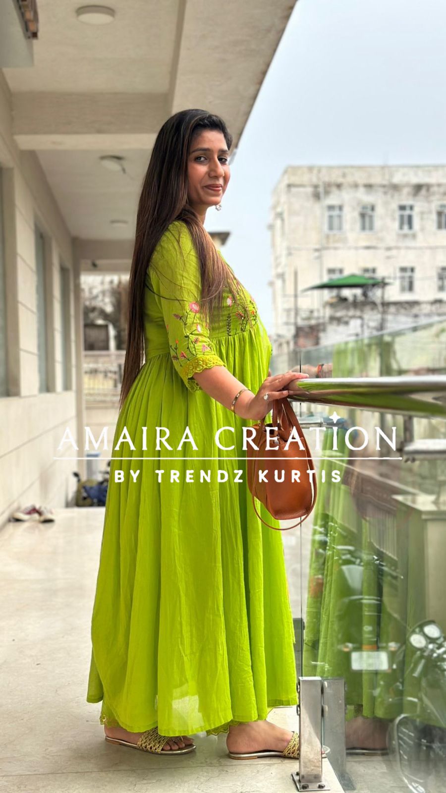 Parrot Green Alia Cut Beautiful Embroidery Set