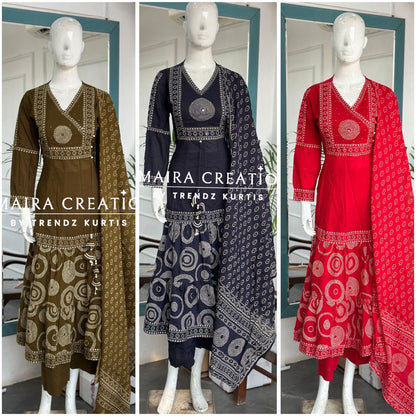 Jaipuri Print Cotton Anarkali Set