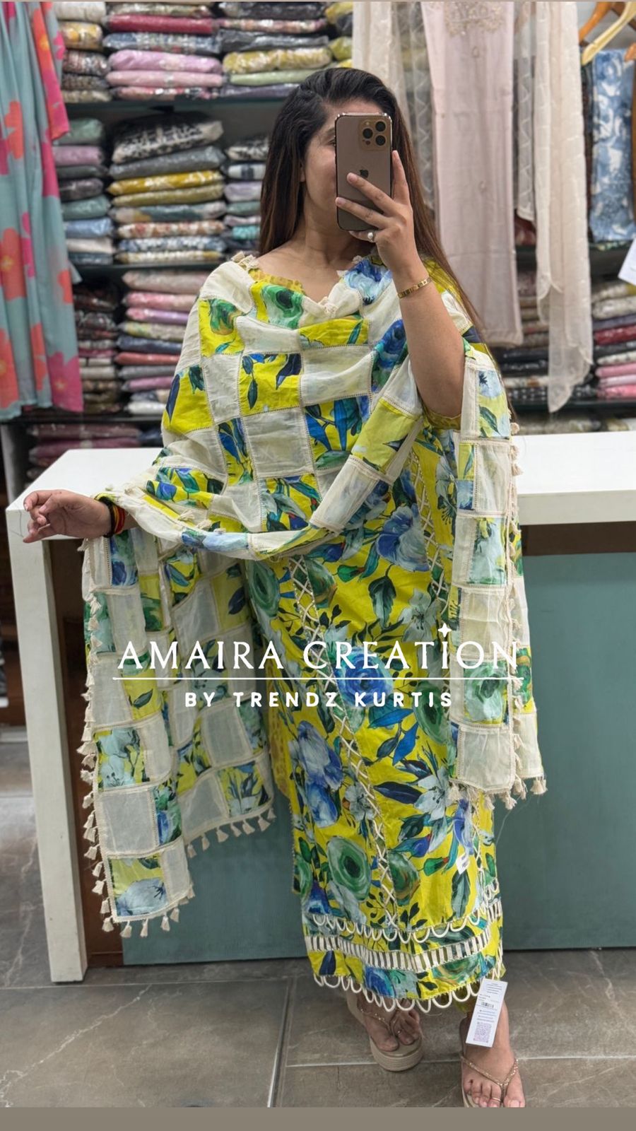 Multi Neon Premium Cotton Unstitch Suit with Beautiful Dupatta