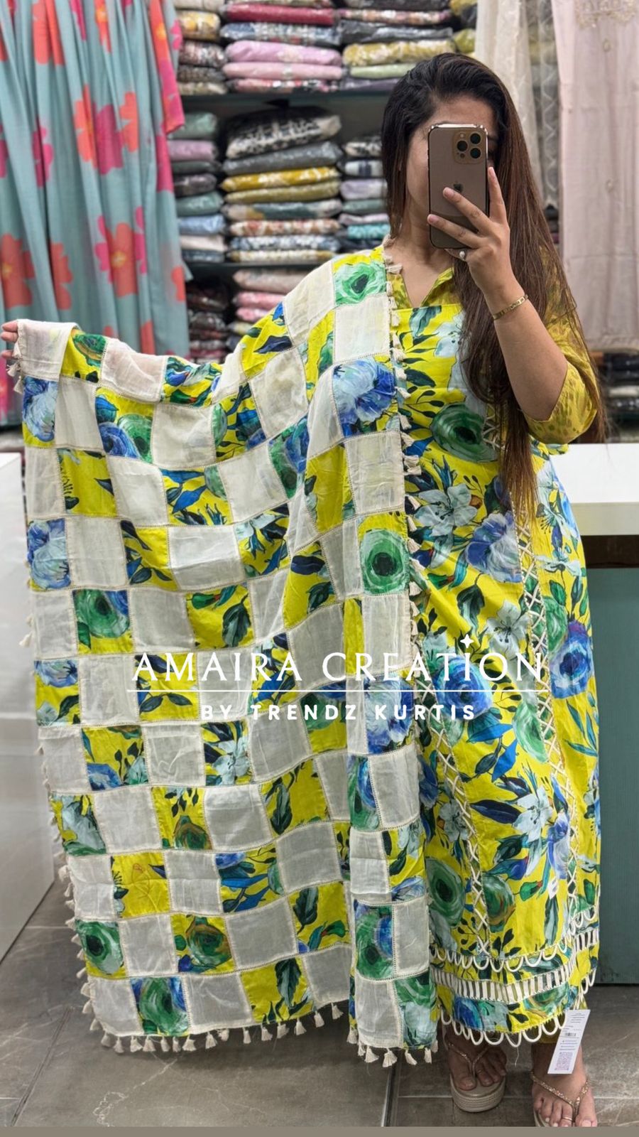 Multi Neon Premium Cotton Unstitch Suit with Beautiful Dupatta