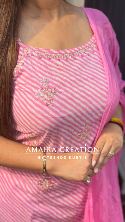 Noodle strap Lehriya Cotton Pant Set