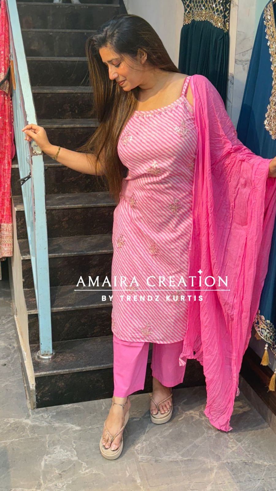 Noodle strap Lehriya Cotton Pant Set