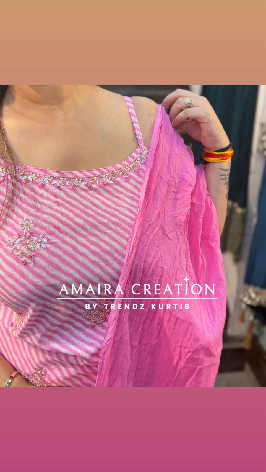 Noodle strap Lehriya Cotton Pant Set