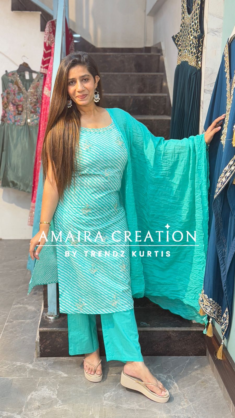 Noodle strap Lehriya Cotton Pant Set