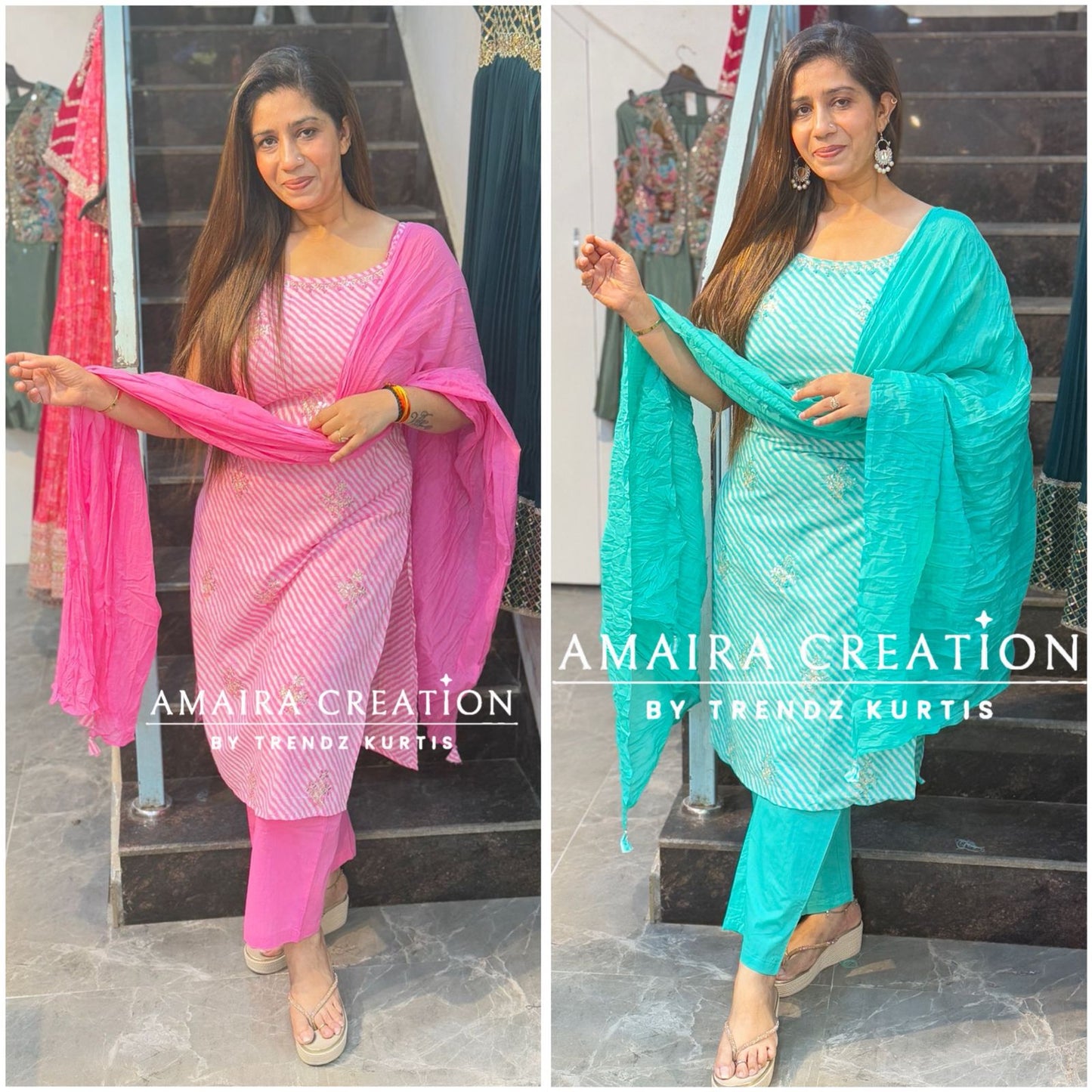 Noodle strap Lehriya Cotton Pant Set