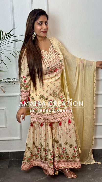 Premium Crepe Printed Sharara Set