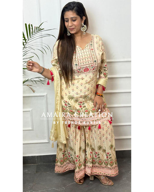 Premium Crepe Printed Sharara Set