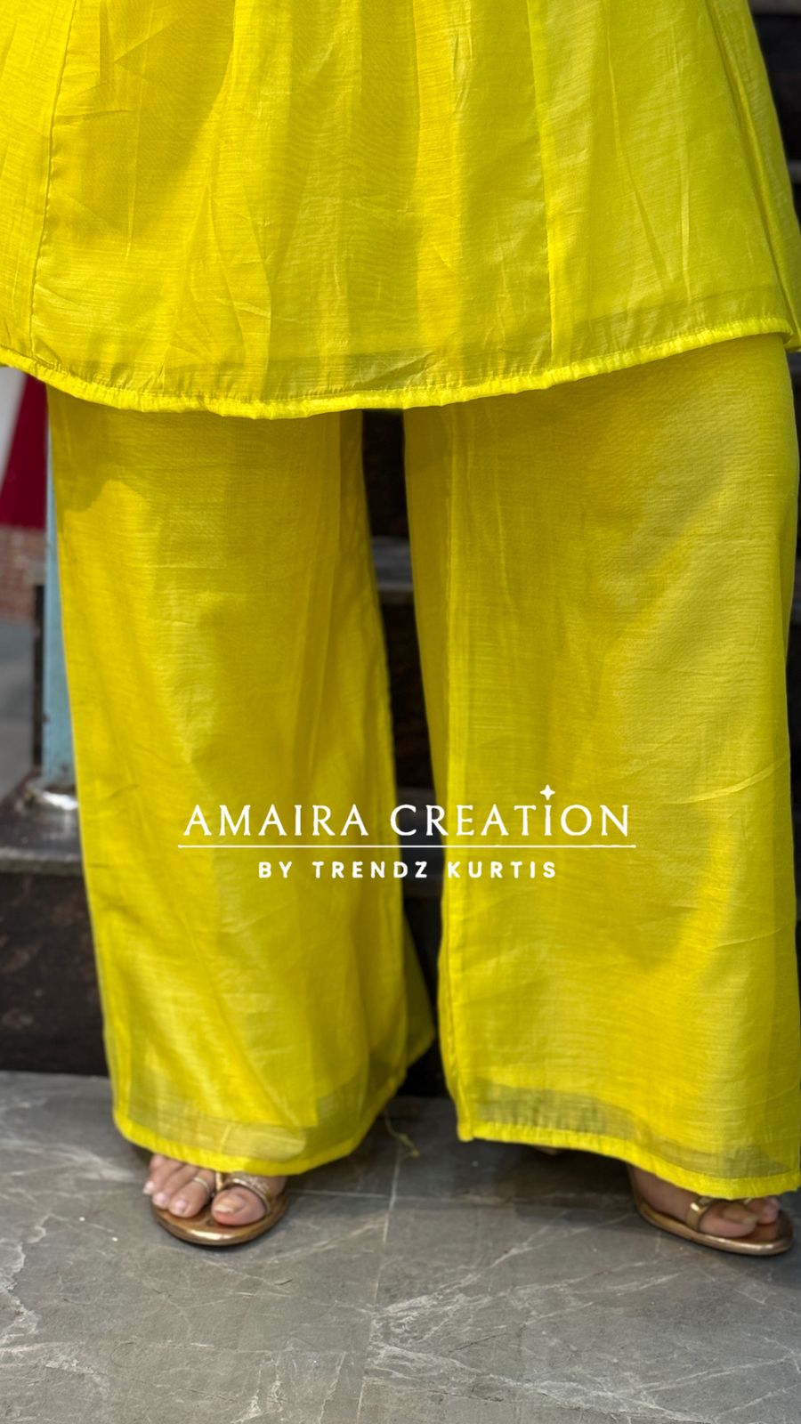 Neon Green Mull Chanderi Indowestern Set with Beautiful Floral Embroidery Detailing