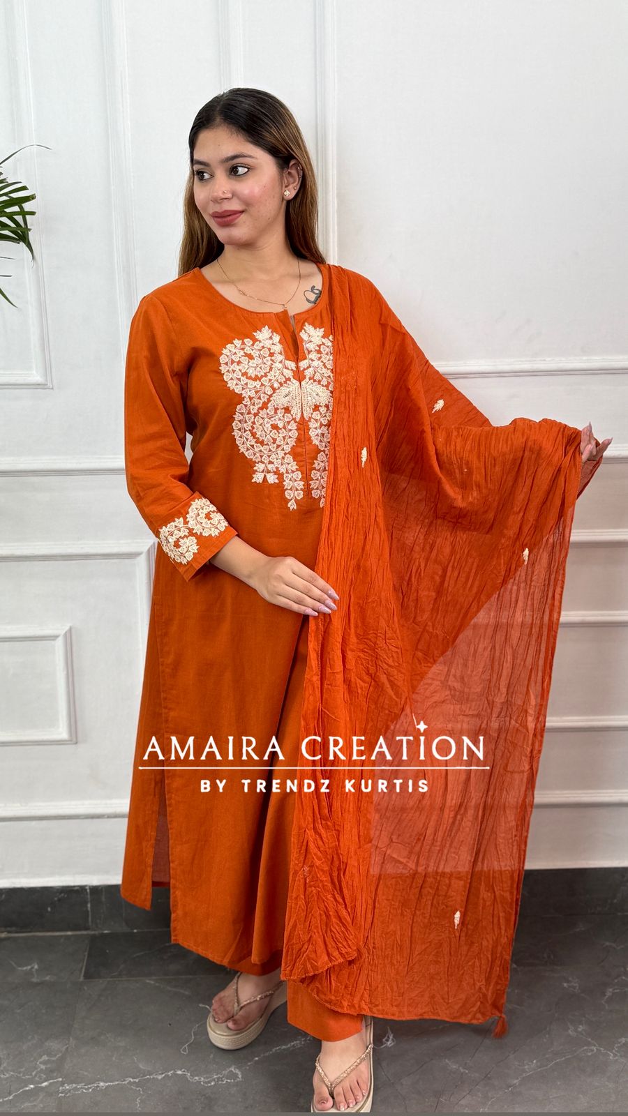 Premium Cotton Pant Set With Beautiful Work