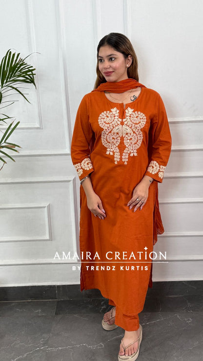 Premium Cotton Pant Set With Beautiful Work