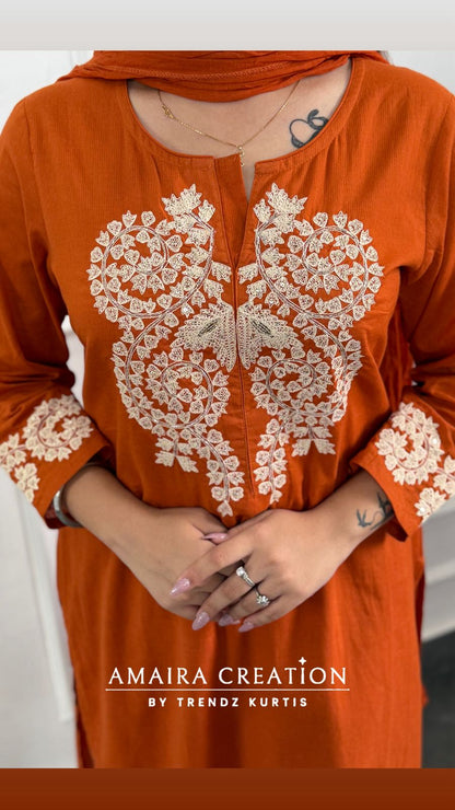 Premium Cotton Pant Set With Beautiful Work