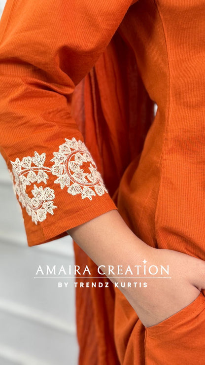 Premium Cotton Pant Set With Beautiful Work