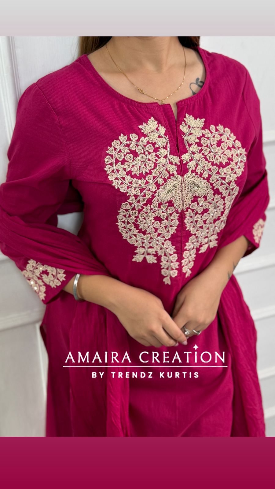 Premium Cotton Pant Set With Beautiful Work