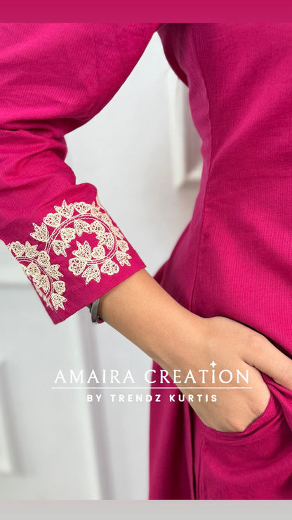 Premium Cotton Pant Set With Beautiful Work