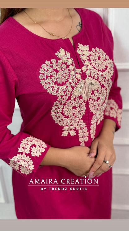 Premium Cotton Pant Set With Beautiful Work