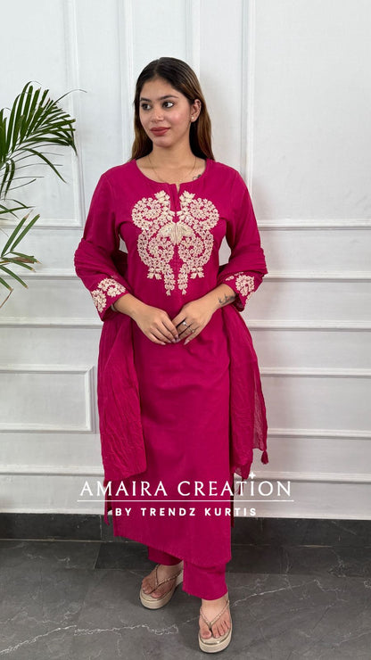 Premium Cotton Pant Set With Beautiful Work