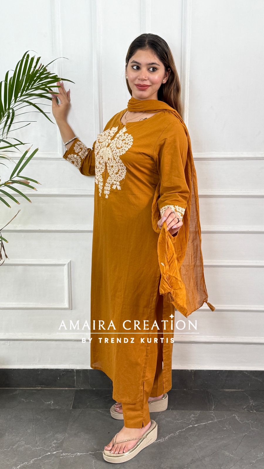 Premium Cotton Pant Set With Beautiful Work
