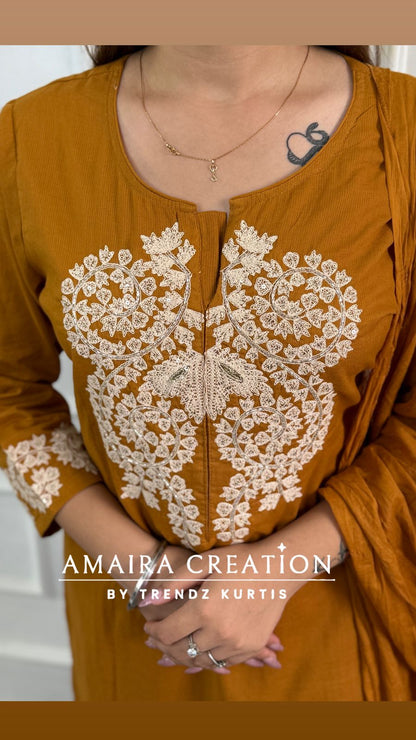 Premium Cotton Pant Set With Beautiful Work
