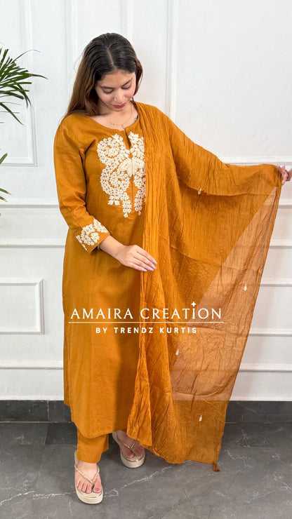 Premium Cotton Pant Set With Beautiful Work