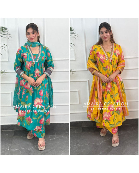 Floral Print Cotton A line set