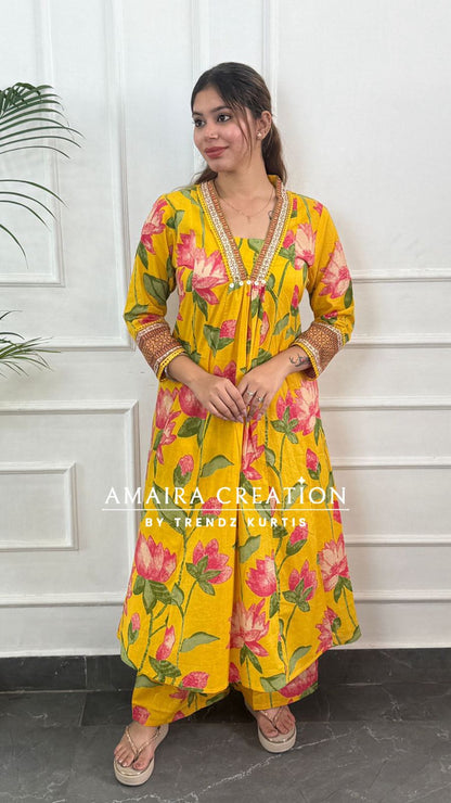 Floral Print Cotton A line set