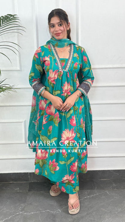 Floral Print Cotton A line set