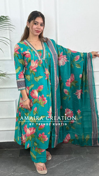 Floral Print Cotton A line set
