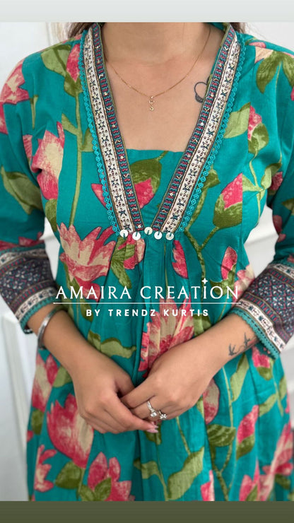 Floral Print Cotton A line set