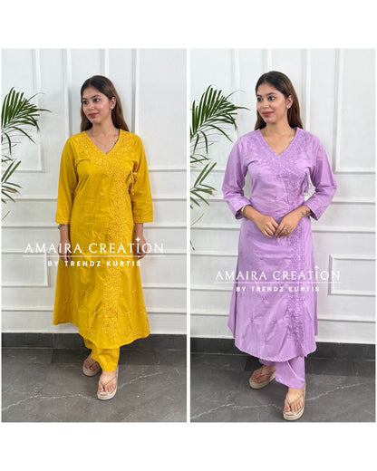 Premium Cotton Chikankari A Line Set