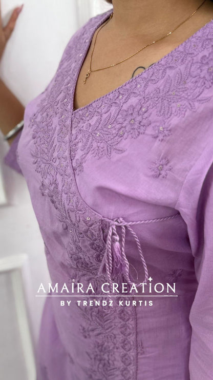 Premium Cotton Chikankari A Line Set
