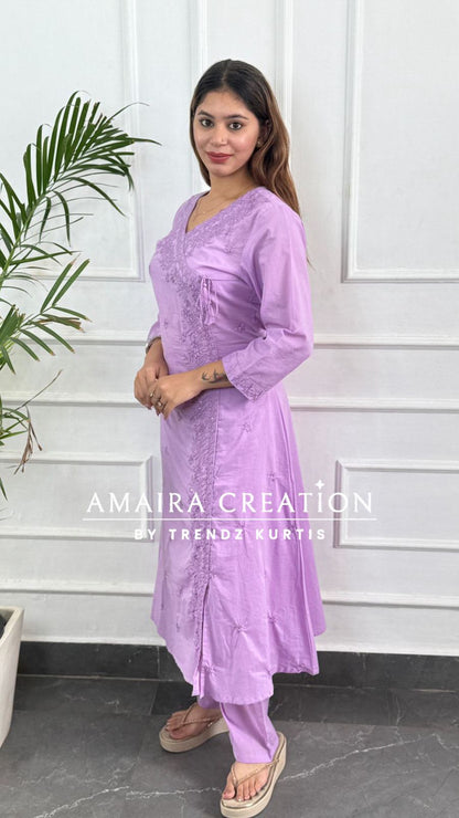 Premium Cotton Chikankari A Line Set