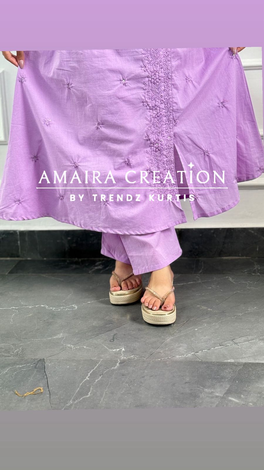 Premium Cotton Chikankari A Line Set
