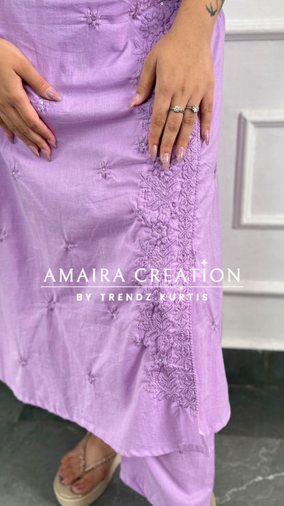 Premium Cotton Chikankari A Line Set