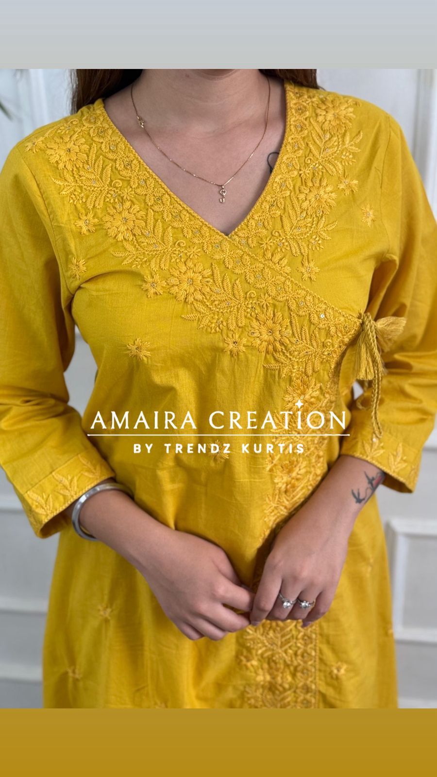 Premium Cotton Chikankari A Line Set