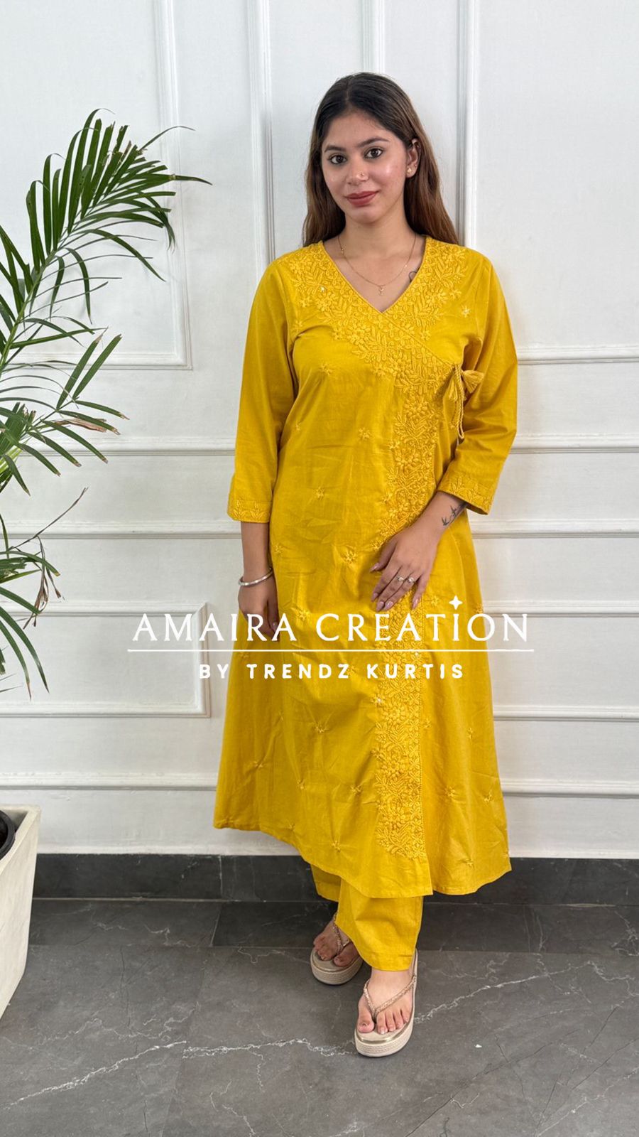 Premium Cotton Chikankari A Line Set