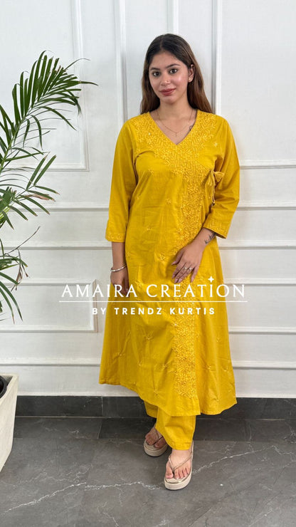 Premium Cotton Chikankari A Line Set