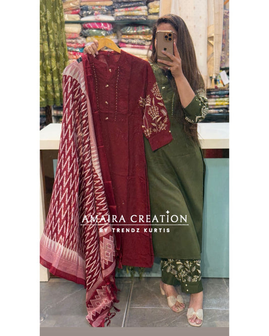 Premium Reyon Beautiful Embroidery Afghani Set