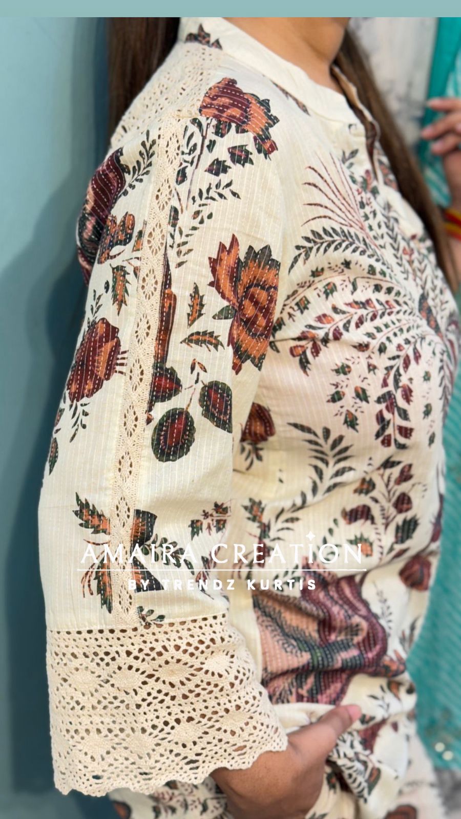 Premium Cotton Light Beige Cotton Cord Set With Beautiful Lace Detailing